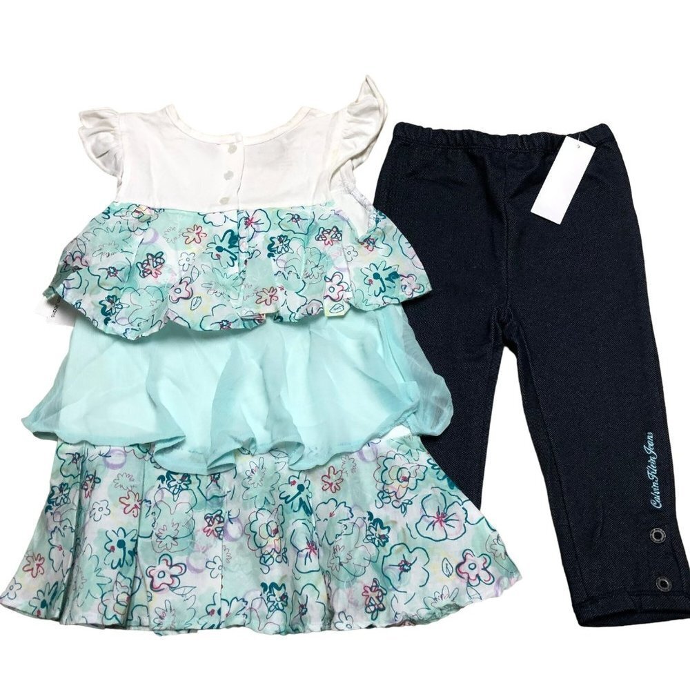 CALVIN KLEIN JEANS GIRLS TWO PIECE SETS DRESS & LEGGINGS SIZE 4T NEW WITH TAG